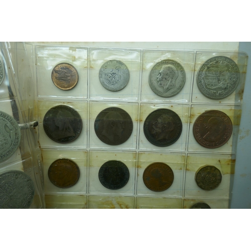 7287 - A collection of coins including 1920 to 1946, halfcrowns and Victorian and later pennies