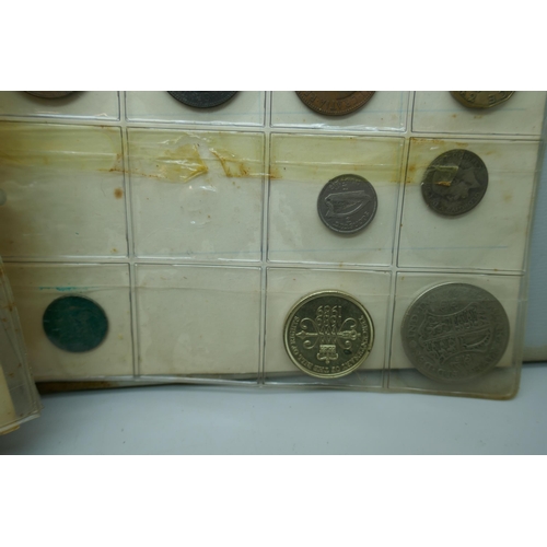 7287 - A collection of coins including 1920 to 1946, halfcrowns and Victorian and later pennies