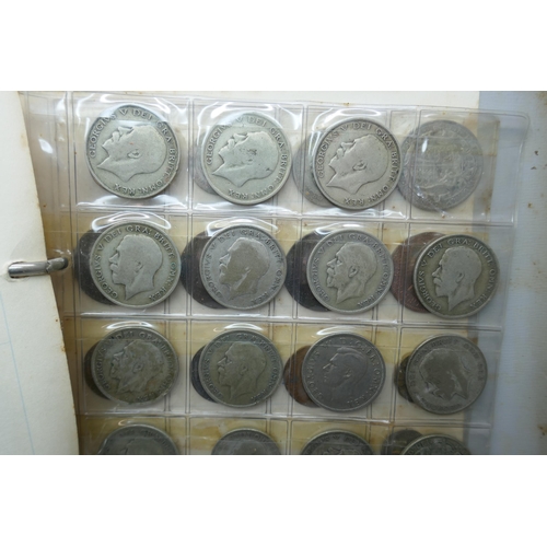 7287 - A collection of coins including 1920 to 1946, halfcrowns and Victorian and later pennies