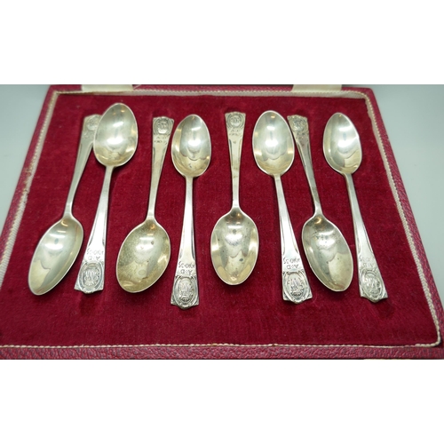 7327 - A set of silver teaspoons with King George V Jubilee motif, Northern Goldsmiths Co., London 1935, un... 