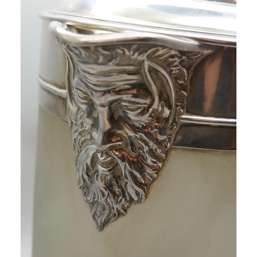 7328 - A Victorian silver and frosted glass jug, engraved with lion's head crest and motto 'Per Aspera Virt... 