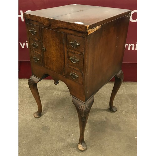 182 - A Queen Anne style figured walnut metamorphic surprise writing table