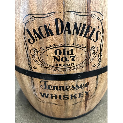 3001 - A large Jack Daniels barrel with upholstered top