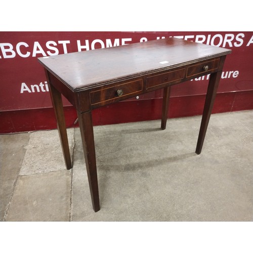 222 - A George III inlaid mahogany single drawer side table