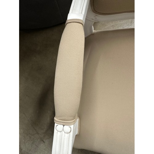 3096 - A cream and white upholstered French style carver chair