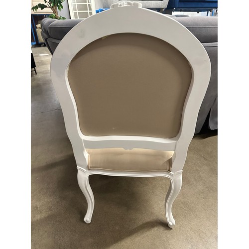 3096 - A cream and white upholstered French style carver chair