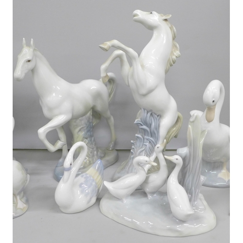 2011 - Ten Spanish figures, seven birds, three horses