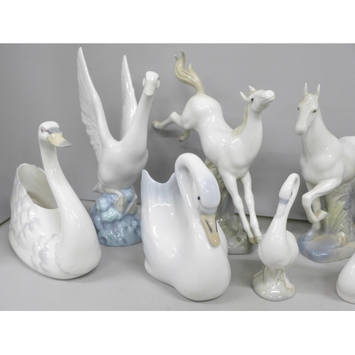 2011 - Ten Spanish figures, seven birds, three horses