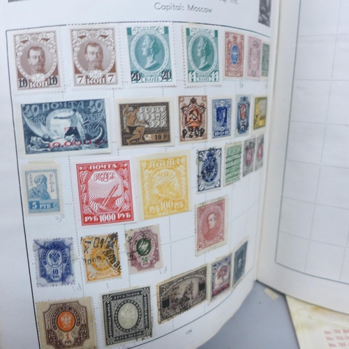 2068 - A large collection of stamps in albums and loose, also De Reszke Art treasures cigarette cards