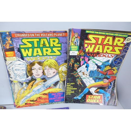 2076 - Five Star Wars comics, an album of 1990s baseball cards including Topps and replica newspapers