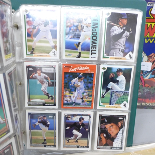 2076 - Five Star Wars comics, an album of 1990s baseball cards including Topps and replica newspapers