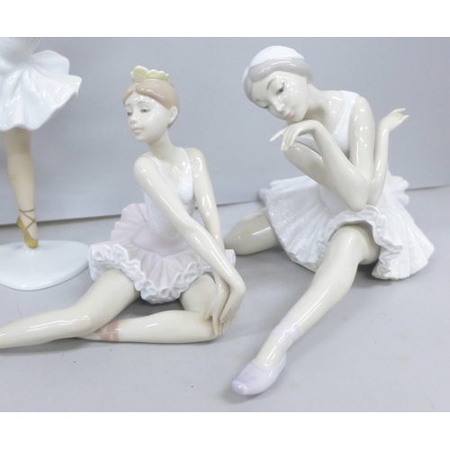 2091 - Two Lladro ballerina figures, one in original box, a Kaiser ballerina and one other