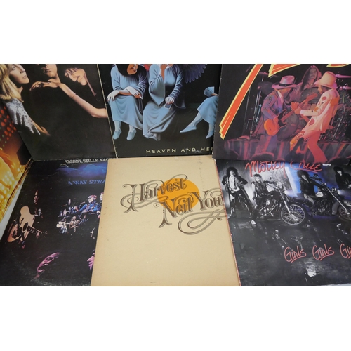 2124 - A collection of rock LP records including The Who, Poison, Deep Purple, David Bowie, Neil Young, Fle... 