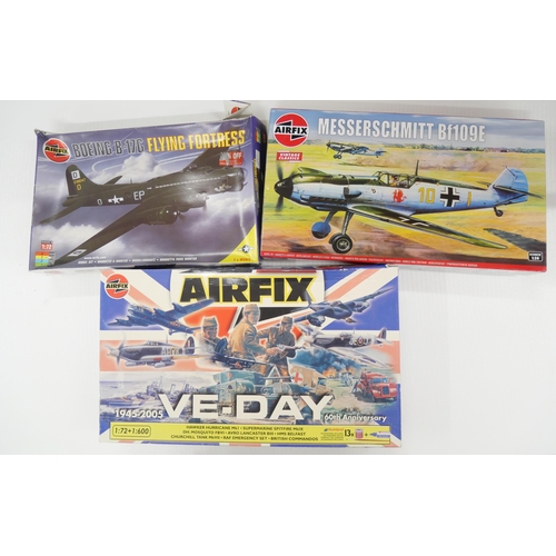 2139 - Three Airfix model kits, boxed, including VE-Day set with one plane made