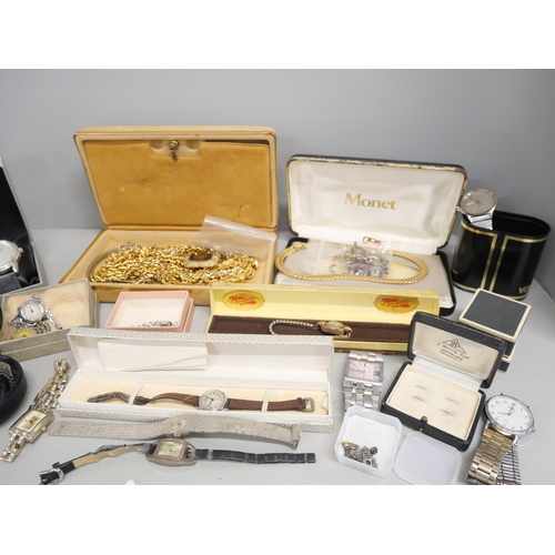 2154 - A collection of costume jewellery and wristwatches