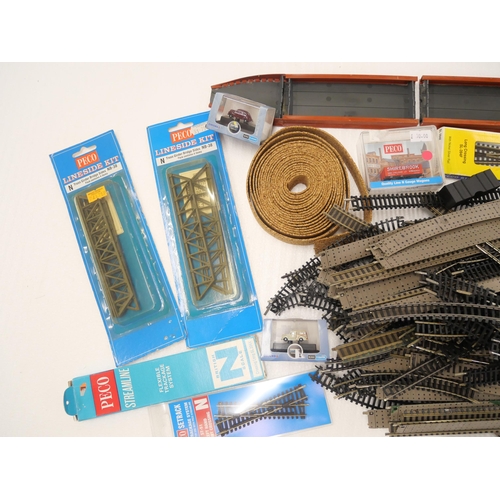 2160 - A box of N gauge track and accessories including Peco