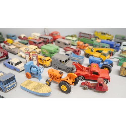 2167 - A box of loose metal Matchbox model vehicles dating from 1950's