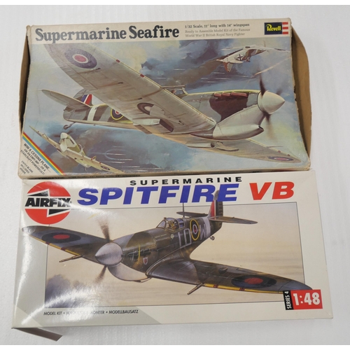 2168 - An assortment of model aircraft kits, includes Trumpeter Supermarine Seafang, Matchbox Kaman Seaspri... 