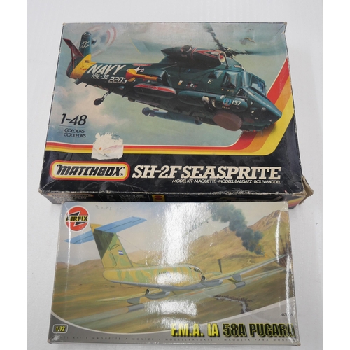 2168 - An assortment of model aircraft kits, includes Trumpeter Supermarine Seafang, Matchbox Kaman Seaspri... 