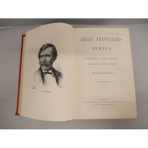2171 - A collection of four books on African exploration including Africa by Cameron 1885, leather bound, G... 