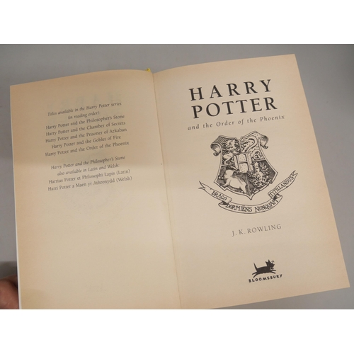 2174 - A collection of five first edition Harry Potter books, comprising two Order of the Phoenix, two The ... 