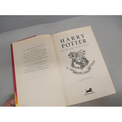 2174 - A collection of five first edition Harry Potter books, comprising two Order of the Phoenix, two The ... 