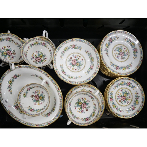 2178 - A ten setting bone china Coalport Ming Rose dinner service. Including soup and cereal bowls, dinner ... 