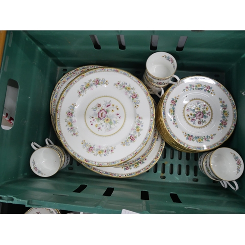 2178 - A ten setting bone china Coalport Ming Rose dinner service. Including soup and cereal bowls, dinner ... 