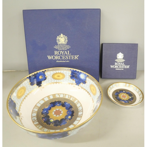 2210 - A Royal Worcester Millenium bowl and dish, boxed, a Mason's jug, a Hummel figure and other decorativ... 