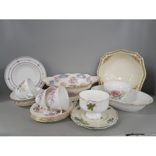 2222 - A collection of china and porcelain including Royal Doulton Infinity, Booths Old Staffordshire, cups... 