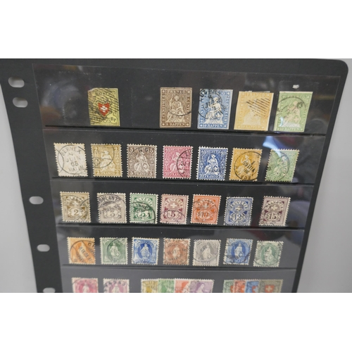 2223 - Stamps; a stocksheet of early Swiss stamps