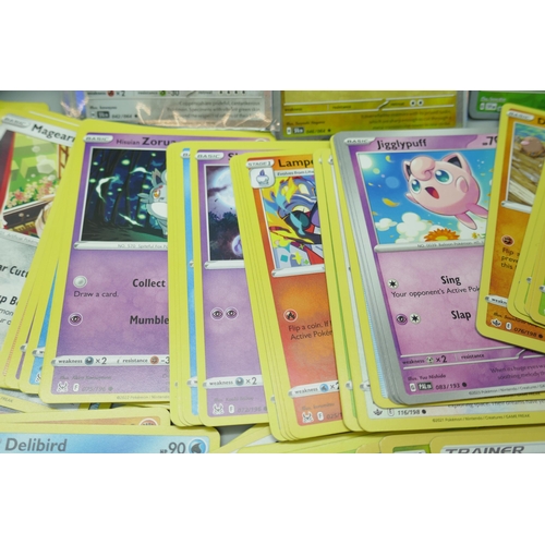 2250 - A large collection of Pokémon cards with holographic in collectors tin, no energy cards