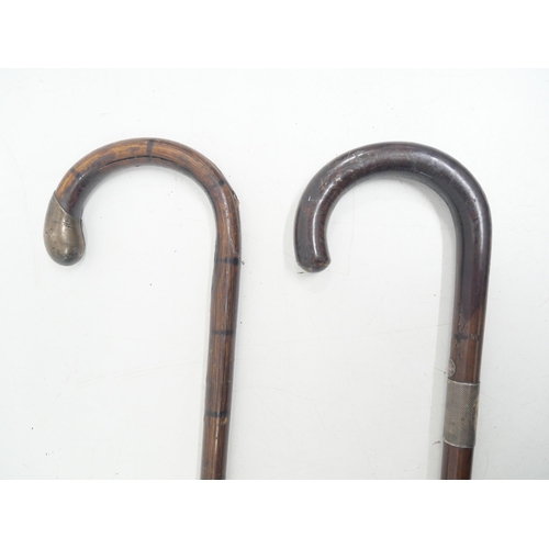 2269 - Two walking sticks: Leader of London with silver collar and a wooden silver tipped stick