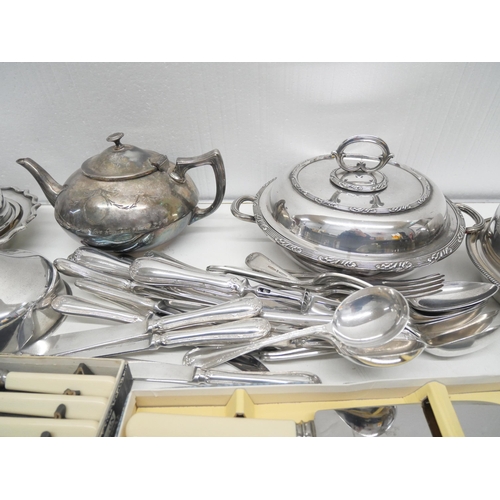 2273 - A large collection of silver plated items including Mappin & Webb cutlery set, other tureens and pot... 