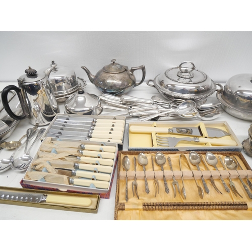 2273 - A large collection of silver plated items including Mappin & Webb cutlery set, other tureens and pot... 