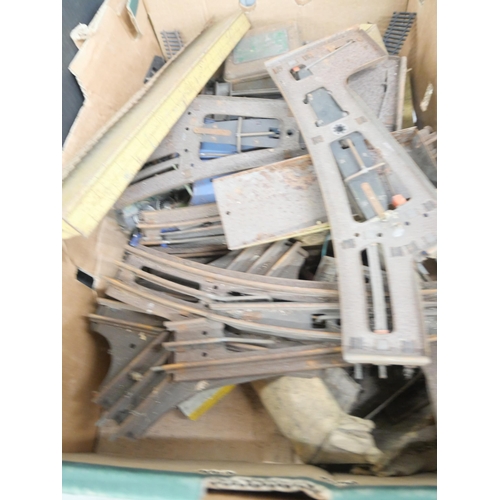 2292 - Two boxes of model rail, OO gauge and O gauge, track, coaches and wagons **PLEASE NOTE THIS LOT IS N... 