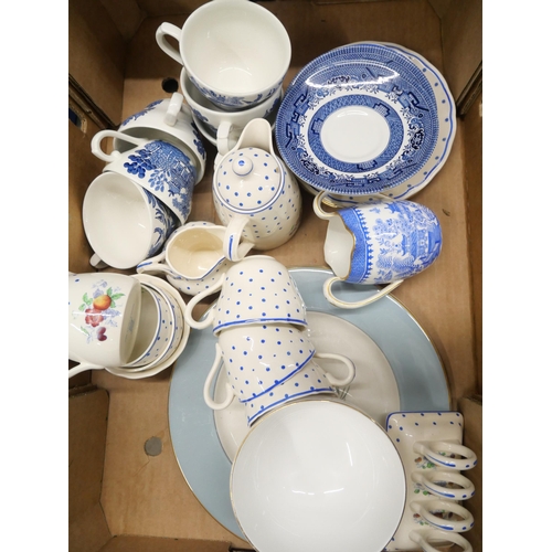 2309 - Two part tea sets including Spode Polka and other dinnerwares and a cream coloured cheese dome **PLE... 