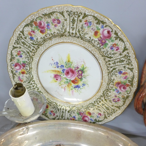 2331 - A chandelier, a cloisonne dish, plates and plated ware **PLEASE NOTE THIS LOT IS NOT ELIGIBLE FOR IN... 