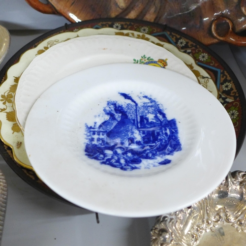 2331 - A chandelier, a cloisonne dish, plates and plated ware **PLEASE NOTE THIS LOT IS NOT ELIGIBLE FOR IN... 