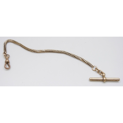 7001 - A 10ct gold Albertina chain with T bar and dog clip, 19.5cm, 10.9g