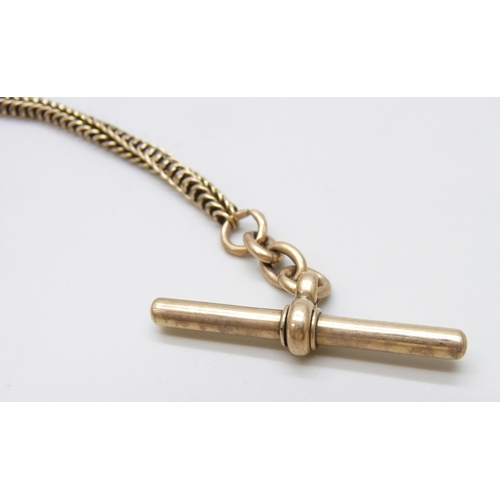 7001 - A 10ct gold Albertina chain with T bar and dog clip, 19.5cm, 10.9g