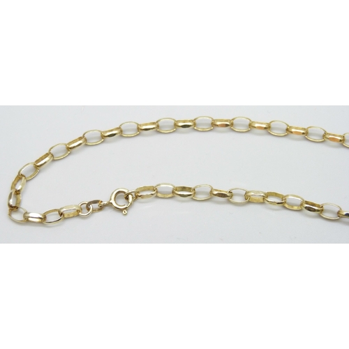 7075 - A 9ct gold belcher chain necklace, 8.4g, 51cm