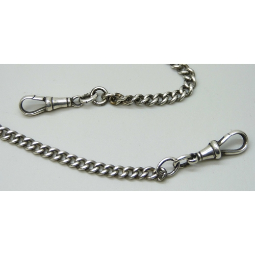 7141 - A silver curb link Albert chain, 24g, 42cm