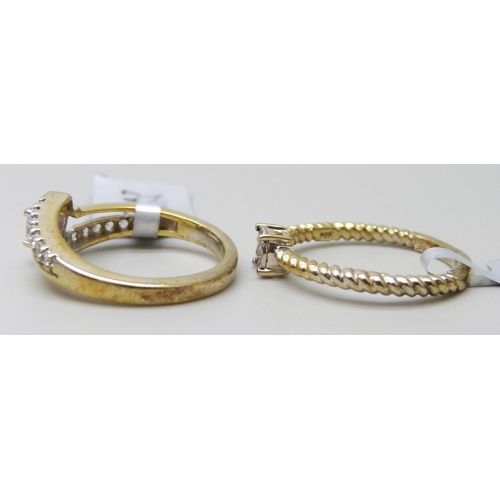 7144 - Two TGGC silver gilt rings, P/Q and N/O