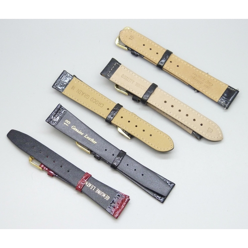 7242 - A collection of five 18mm leather watch straps