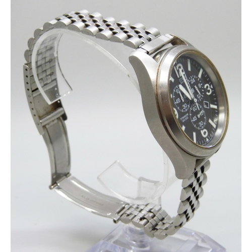 7249 - A Citizen Eco-Drive chronograph wristwatch with date aperture, titanium case, not original bracelet,... 