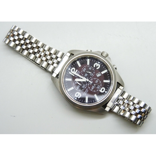 7249 - A Citizen Eco-Drive chronograph wristwatch with date aperture, titanium case, not original bracelet,... 