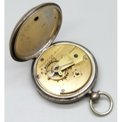 7251 - Silver watch cases, two sterling silver weighing 104g total, two .800 silver fob watch cases, 34g, a... 