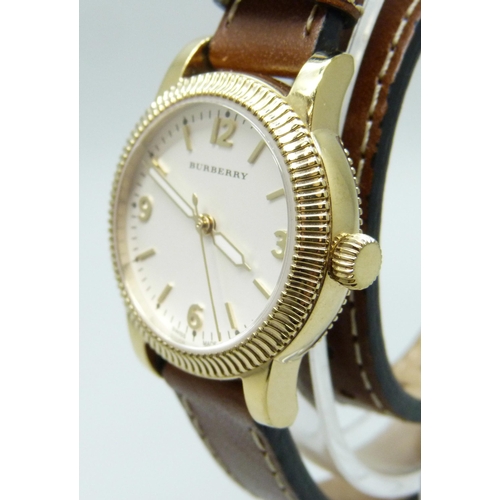 7257 - A lady's double wrap Burberry wristwatch, 32mm including crown