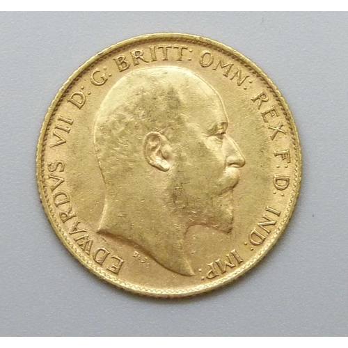 7266 - An Edward VII 1907 gold half sovereign